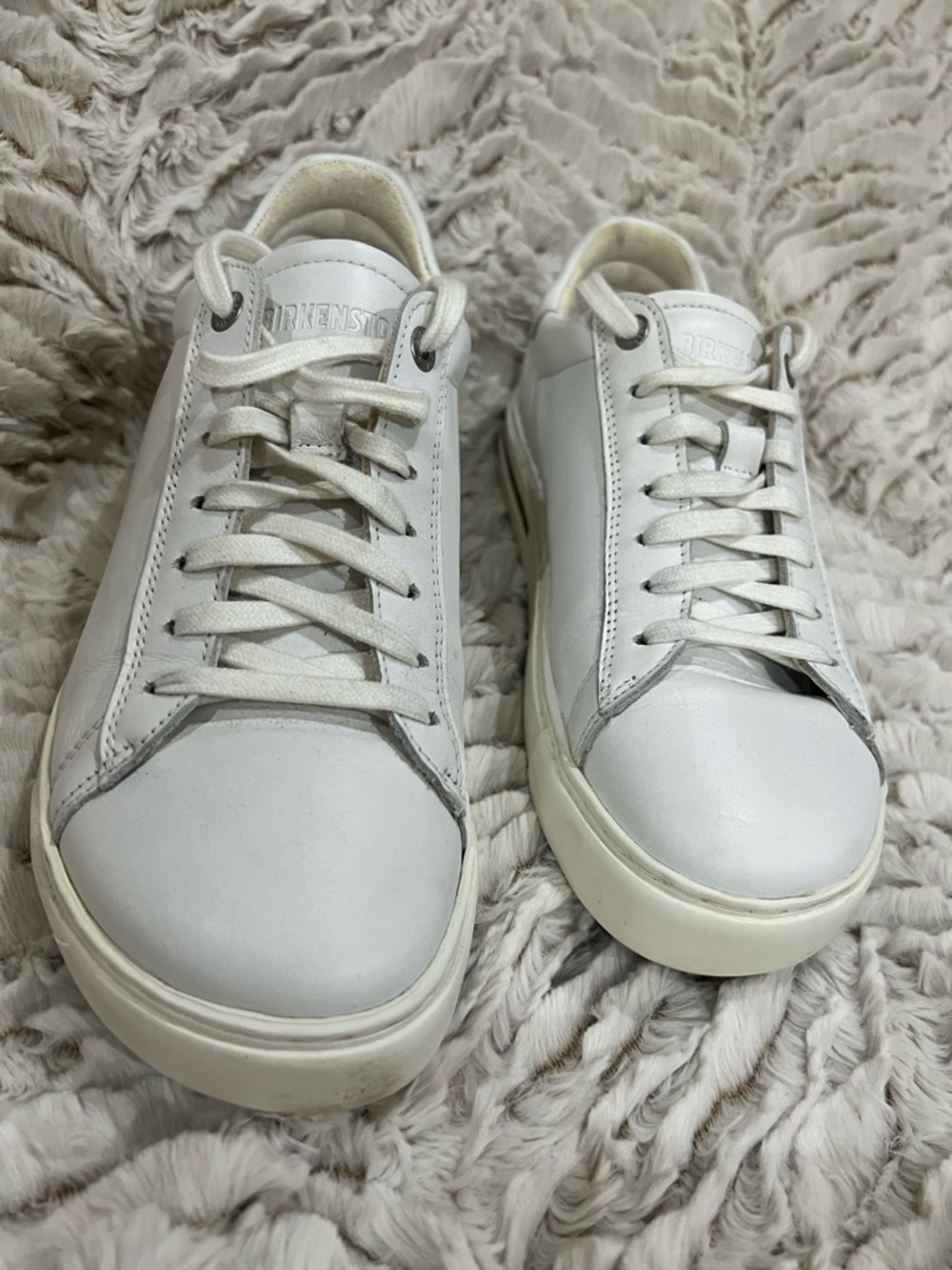 Birkenstock White Leather Low-Top Sneakers